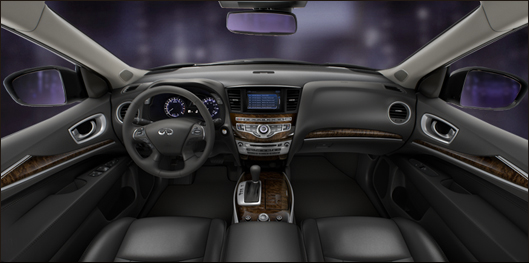 infiniti QX60 Цвет интерьера и вариант отделки:  Натуральная черная кожа Graphite/Клен(дерево)